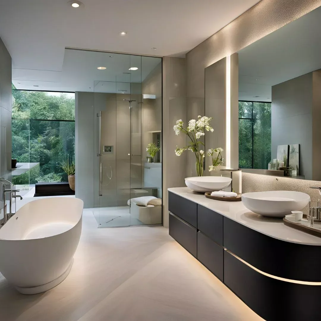 Premium bathroom with elegant stone detailing