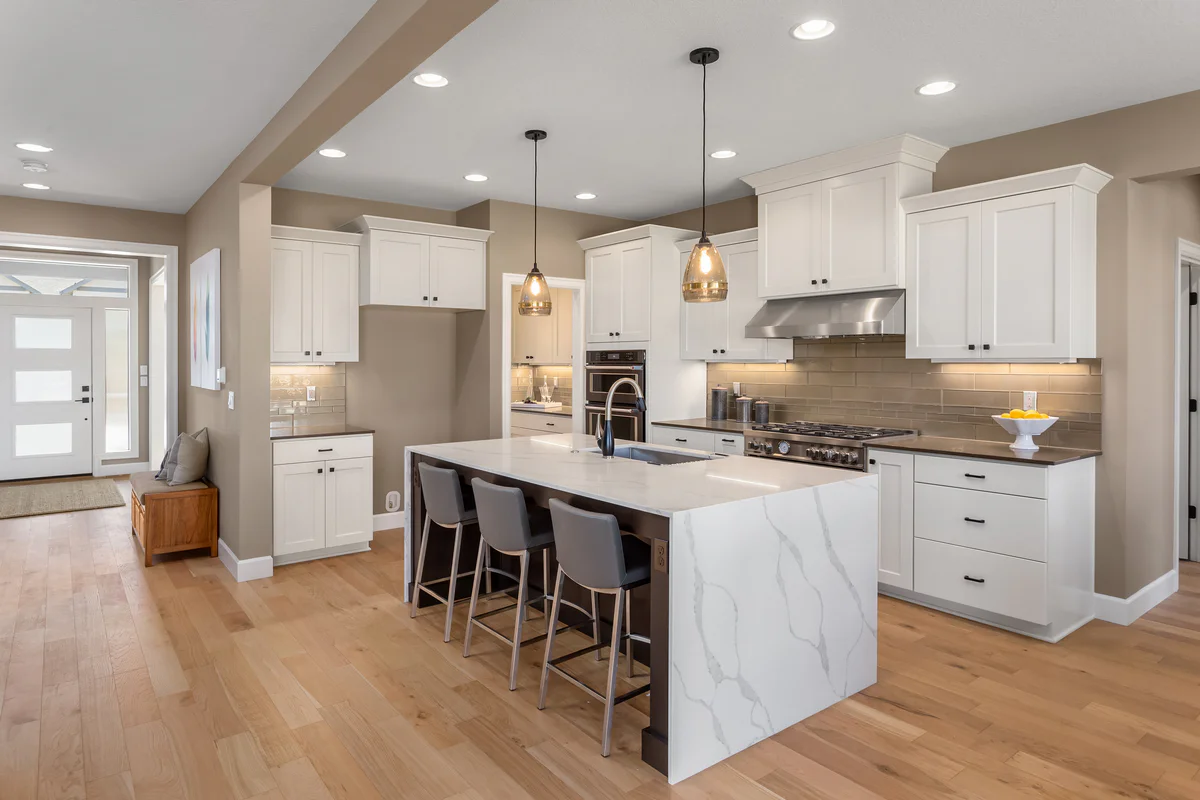 Modern kitchen with warm timber finishes